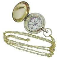 Linoows Dekoobjekt Kompass, Taschenuhren Magnetkompass mit Kette, Taschenuhren Magnetkompass mit Sprungdeckel aus poliertem Messing goldfarben