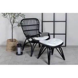 VCM Loungesessel Ella 65 x 76 x 98 cm Schwarz mit Fußhocker