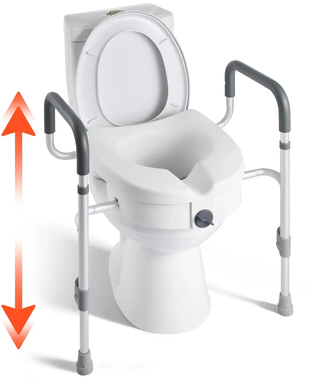 VEVOR Toilettensitzerhöhung Toilettenerhöhung mit Armlehnen & 159 kg Tragkraft & 127 mm Hubhöhe & Aluminiumrahmen, erhöhter Toilettensitz für ältere Menschen Senioren Behinderte Erwachsene