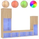 vidaXL Wohnwand mit LED-Beleuchtung Sonoma-Eiche Holzwerkstoff