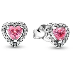 Pandora 298427C02 Damen-Ohrringe Erhabenes Herz Pink