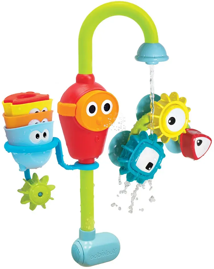 Yookidoo Spin 'N' Sort Badespielzeug Wasserspielzeug - 36x22x7 cm, Kunststoff, rot/blau/gelb/grün - Saugnäpfe, Duschkopf, Zahnräder