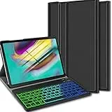 Claelech QWERTY Tastatur Hülle für Galaxy Tab S4 10.5 (QWERTY), magnetischer schmale Leder Cover für Samsung Galaxy Tab S4 T830 T835 mit Beleuchtete Bluetooth Tastatur (Von hinten beleuchtet)