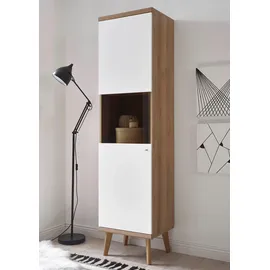 Andas Vitrine "Merle", weiß (eiche riviera nb, weiß matt), B:50cm H:197cm T:40cm, Holzwerkstoff, Schränke, Vitrine, Scandi Design, Höhe 197 cm