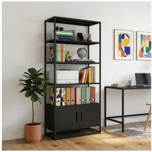 [en.casa] Bücherregal Hailuoto 80 x 40 x 180 cm Schwarz