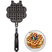 TAMUME Stovetop Waffeleisen für Herzwaffeln Gussaluminium Waffeleisen Belgische Herz Waffel Hersteller -4 Herz-geformt Scheibe