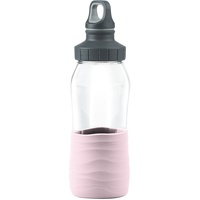 Emsa Drink2Go Trinkflasche Fassungsvermögen: 0,5 Liter | Schraubverschluss dicht/hygienisch/rein Silikonmanschette | Puder Rosa