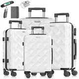 Kesser KESSER® Reisekoffer Set 4-teilig Kofferset ABS Hartschalenkoffer mit Zahlenschloss, Kofferwaage & Reisebrieftasche 360° Rollen Handgepäck & große Koffer für Business & Reise Trolley