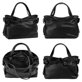 Samantha look Henkeltasche echt Leder, Made in Italy, schwarz