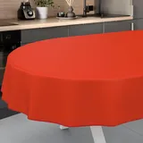 ANRO Wachstuch-Tischdecke Tischdecke abwaschbar Wachstuch Garten-Tischdecke Outdoor Indoor Oval 160x140cm mit Saum Rot Wachstuchtischdecke Wachstischdecke wasserabweisend Gartentischdecke