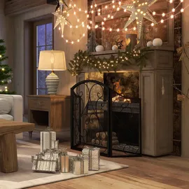 Homcom Kamingitter klappbar Funkenschutzgitter 66 x 31 x 81 cm Metall Schwarz