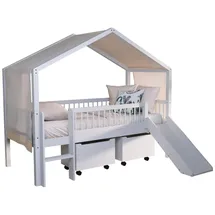 Vipack Hausbett Forrest 90 x 200 cm Buche massiv lackiert weiß