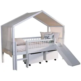 Vipack Hausbett Forrest 90 x 200 cm Buche massiv lackiert weiß