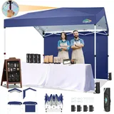 COBIZI Pavillon 3x3 Pop-up-Pavillon mit 1 Seitenwand, Außenüberdachung mit einem klick installiert und 3 einstellbaren Höhen, kommerzielles Faltavillon-Eventpavillon für Partys und Straßen,Navy blau