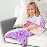 Blossom&Thorn Meerjungfrau Decke für Erwachsene und Kinder, Universelle Schlafdecke aus Flanell als Meerjungfrauenflosse (100 cm x 140 cm, Gradient)