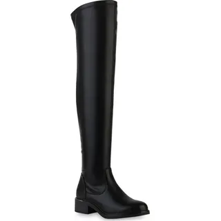 VAN HILL Damen Leicht Gefütterte Overknees Stiefel Schuhe 840778, Farbe: Schwarz, Größe: 38 - Schwarz