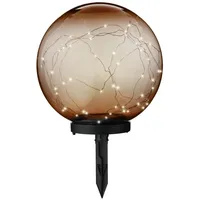 MARELIDA LED Solar Kugel Tisch Gartenleuchte mit Drahtlichterkette bernstein