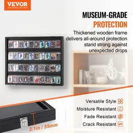 Vevor Vitrine für Sportkarten in 36 verschiedenen Ausführungen, 77,5x61,7x5,5cm Präsentationsrahmen mit 98 % UV-Schutz PC-Glas abschließbarer Wandschrank für Fußball Basketball Hockey Sammelkarten