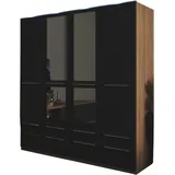 Priess Wäscheschrank Barcelona 185 x 193 x 54 cm Braun/Schwarz
