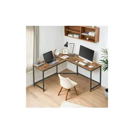 VASAGLE Schreibtisch braun L-Form, O-Fuß-Gestell schwarz 149,0 x 149 cm x 76 cm Braun-Schwarz