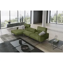 Egoitaliano Ecksofa EGOITALIANO "Masu, Design trifft sensationellen Sitzkomfort, Breite 277cm, L-Form", grün (kiwi), B:277cm H:95cm T:157cm, Sofas, Ecksofa, inkl. 2 Kissenrollen, Rückenelemente manuell verstellbar, Metallfüße
