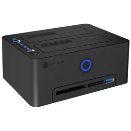 Icy Box IB-1233CL-CR, HDD Docking & Klonstation mit Kartenlesern CF + SD und USB Hub, USB 3.2 Gen1 (5 Gbit/s)