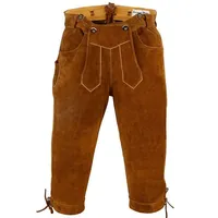 German Wear Trachtenlederhose GW830 Kniebundhose Trachten Lederhose Ohne Stickerei braun 52/L