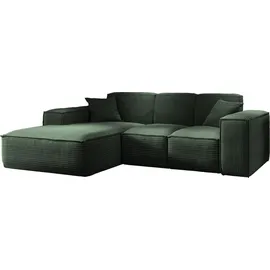 kaiser möbel Ecksofa, Eckcouch L form, Wohnzimmer Couch SIENA stoff Poso Grün Ottomane Links - Grün