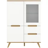 inn.furn Highboard Weiß, Eiche, 100 x 140 cm, mit Soft Close Hygge