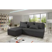 Ecksofa Pono mit Schlaffunktion und Bettkasten - L-Form Couch, Couchgarnitur, Eckcouch, Sofa, Bettsofa, L-Form Couch, Schlafsofa (Dunkelgrau (Sawan... - Dunkelgrau