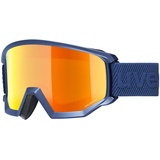 Uvex athletic CV Skibrille für Damen und Herren - Filterkategorie 2 - beschlagfrei - navy matt, mirror orange one size