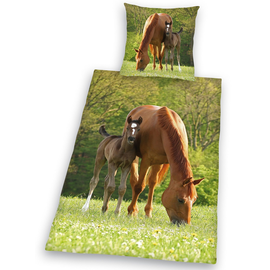 Herding Young Collection Pferd Linon grün 135 x 200 cm + 80 x 80 cm