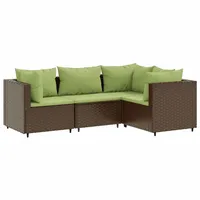 vidaXL 4-tlg Garten-Lounge-Set mit Kissen Braun Poly Rattan Modell 14