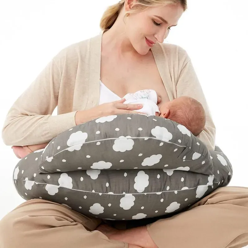 Momcozy U-förmiges Stillkissen aus 100% Baumwolle (Cloud/Animal Forest/Pink Leaf/Meteor Shower) (NP001)