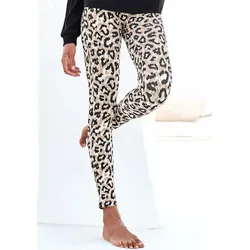 Schlafhose LASCANA, Damen, Gr. 44/46, N-Gr, schwarz (ecru, nougat, schwarz), Single Jersey, Obermaterial: 92% Baumwolle, 8% Elasthan, animal-print, unifarben, casual, figurbetont knöchellang, Hosen, in weicher Stretch-Qualität