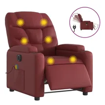 vidaXL Massagesessel Elektrisch Weinrot Kunstleder