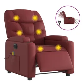 vidaXL Massagesessel Elektrisch Weinrot Kunstleder