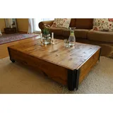 Uncle Joe ́s Couchtisch Truhe Holzkiste Beistelltisch Vintage Shabby chic Landhaus Massivholz nussbaum