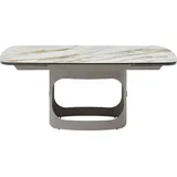 Esstisch ausziehbar 6-10 Personen - Keramik, Sicherheitsglas & Metall Taupe - Marmoroptik Weiß - DAVULO de Maison Céphy - Weiß