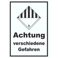 HB-Druck Schild verschiedene Gefahren Stoffe Material miscellaneous hochkant A4 Rückseite selbstklebend