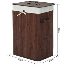 Homcom Wäschekorb mit Deckel 72L, Dunkelbraun