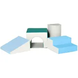 Homcom Kinder-Softplay-Set, Hellgrau+Blau+Grün Kunstleder/Schaumstoff - bunt