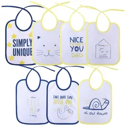 Baby Care Babylatz 7-teiliges Set, zweilagig, waschbar, Bindebänder, ab Geburt blau