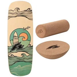 F2 Set Balance Board Pill 86x30cm + Halbkugel und Korkrolle