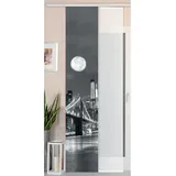 Gardinenbox 2er Set Schiebegardine Flächenvorhang Wildseide Optik und Voile Paneel, 245x45, Brücke, 80400