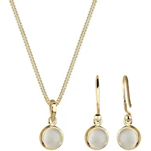 Elli Schmuckset Mondstein Weiß 925 Sterling Silber