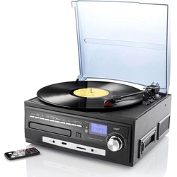 Auvisio Kompakt-Stereoanlage mit MP3-Encoder, Plattenspieler, Schwarz