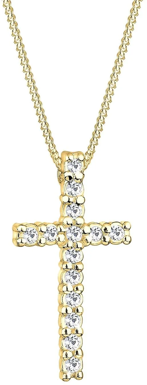 Elli Kreuzkette »0111751411«, mit Kristall Elli gelbgoldfarben-kristallweiß