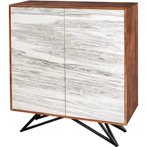 Riess-Ambiente Highboard MOUNTAIN SOUL - 120cm echter Naturstein weiß Akazie Schrank Marmor-Design Massivholz