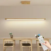 Mikeru 100cm Lineare Pendelleuchte, LED Pendelleuchten Höhenverstellbar 3000K/4500K/6500K Moderne LED Pendelleuchte Dimmbare 10%-100% Pendelleuchte Holz für Wohnzimmer, Schlafzimmer